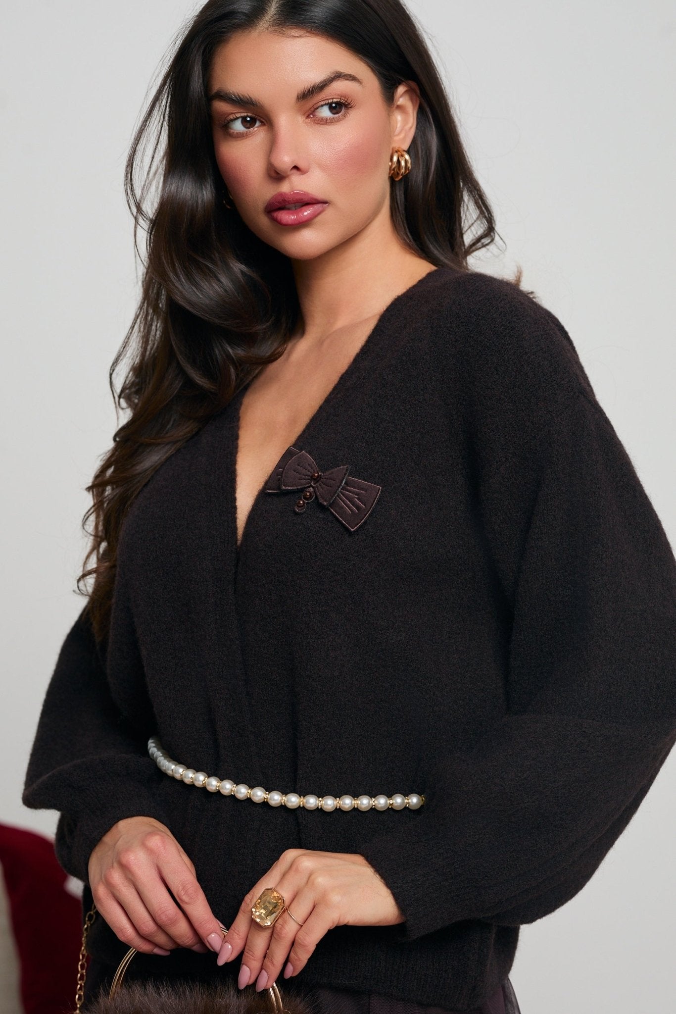SWETER KARDIGAN Z KOKARDĄ - Misstica - LALOUS