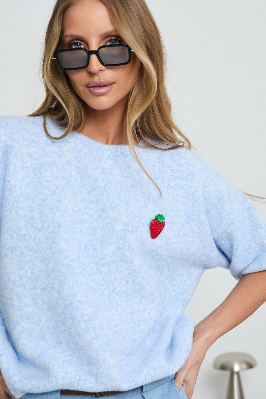 SWETER LALOUS Z KRÓTKIM RĘKAWEM- Beżowy / Uniwersalny